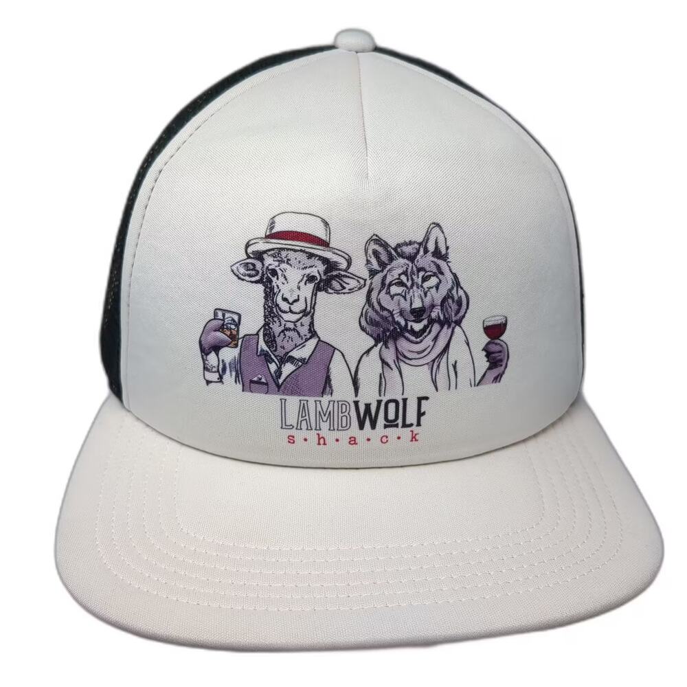 OTC Trucker Hat White Black OS Mesh Snapback Foam Lamb Wolf Shack Graphic Print